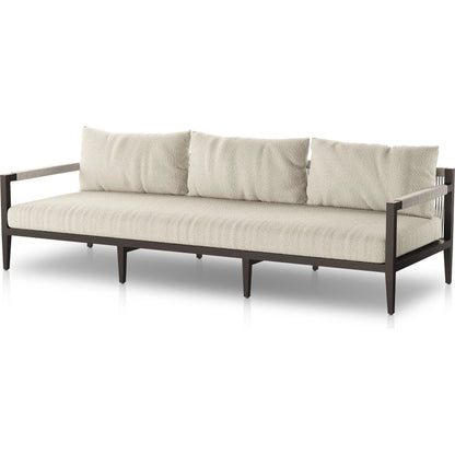 Sherwood Outdoor Sofa, Bronze by Four Hands. Made from 100% olefin, aluminum, 100% polypropylene in a modern style.