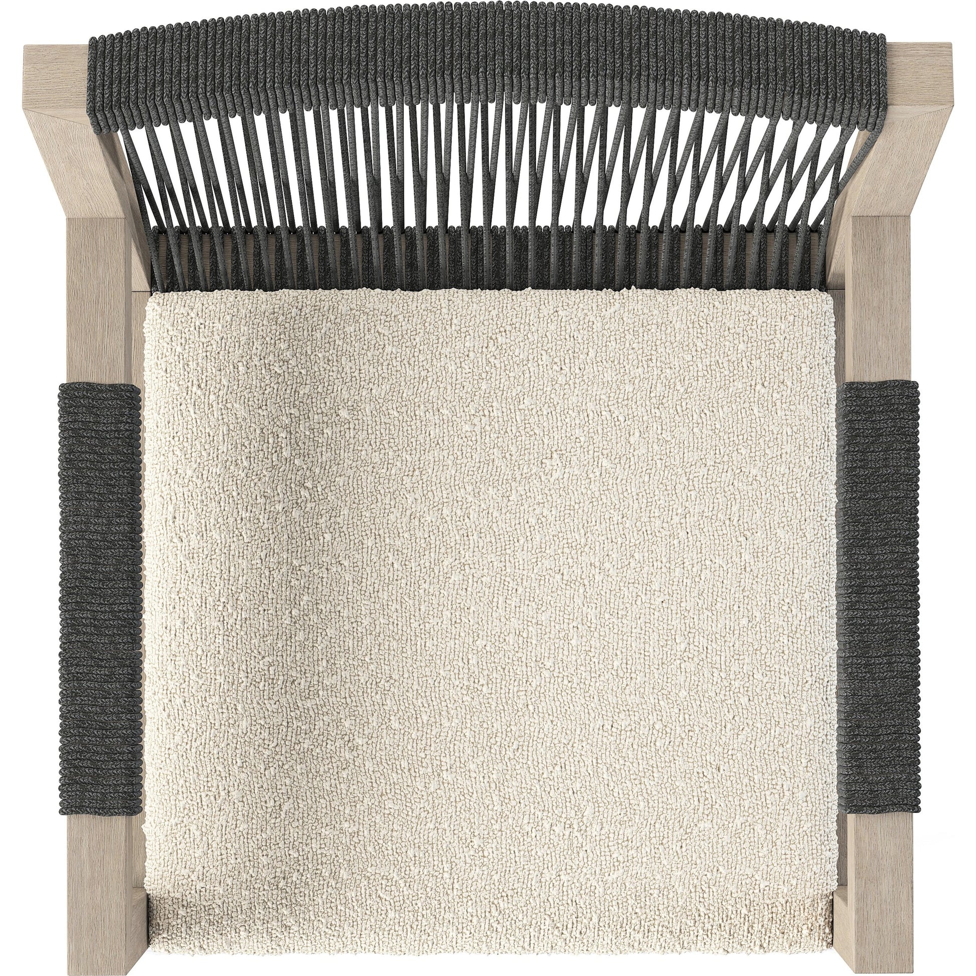 Sherwood Outdoor Dining Armchair, Weathered Grey by Four Hands. Made from 100% olefin, solid fsc®-certified teak, 100% polypropylene in a coastal style.