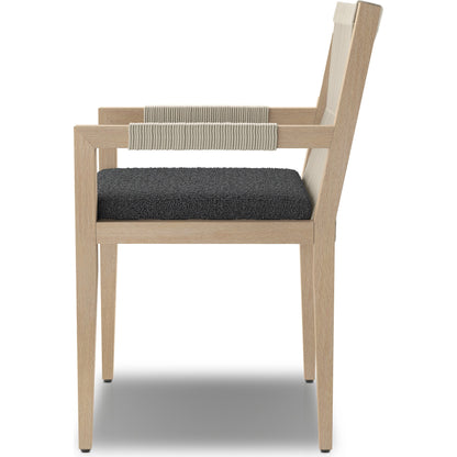 Sherwood Dining Armchair, Washed Brown by Four Hands. Made from 100% olefin, solid fsc®-certified teak, 100% polypropylene in a cottage & farmhouse style.