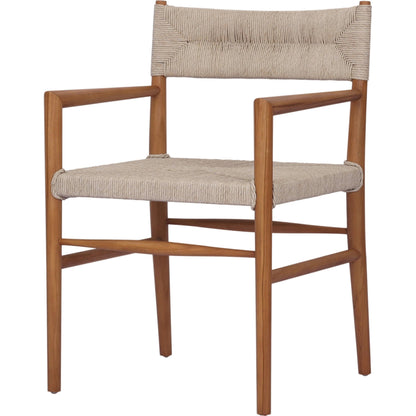 Lomas Outdoor Dining Armchair by Four Hands. Made from solid teak, 100% polyethylene in a modern style.