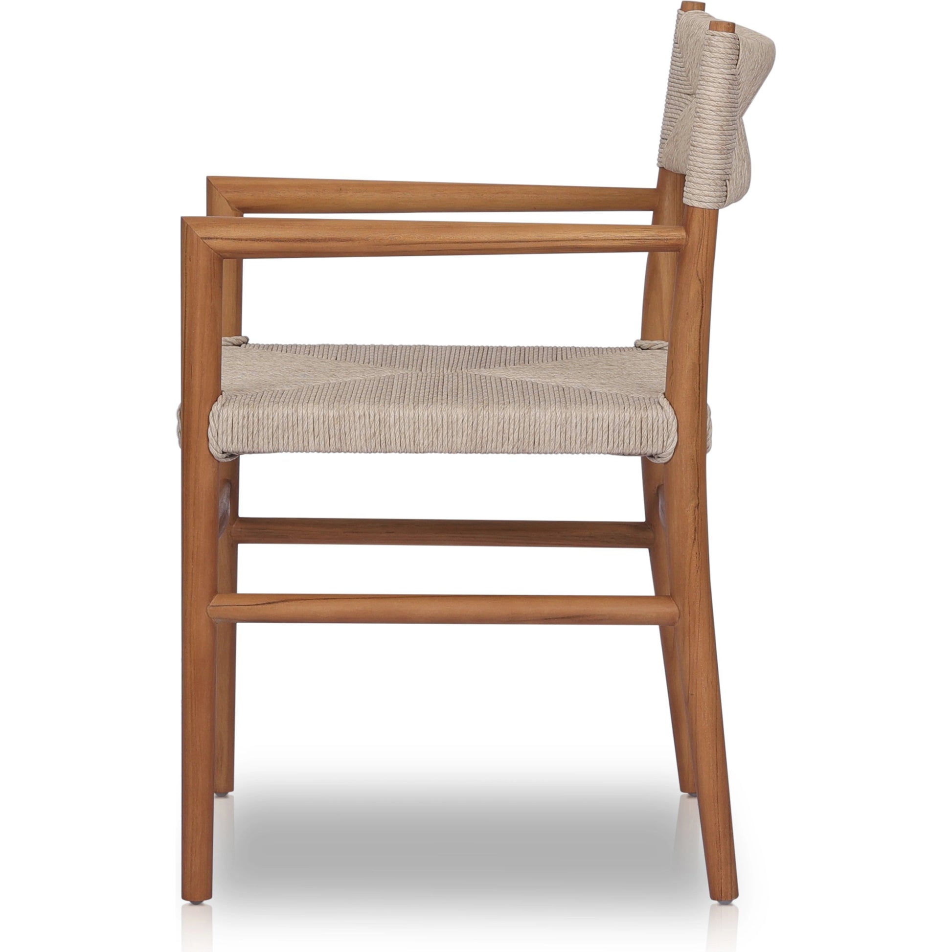 Lomas Outdoor Dining Armchair by Four Hands. Made from solid teak, 100% polyethylene in a modern style.