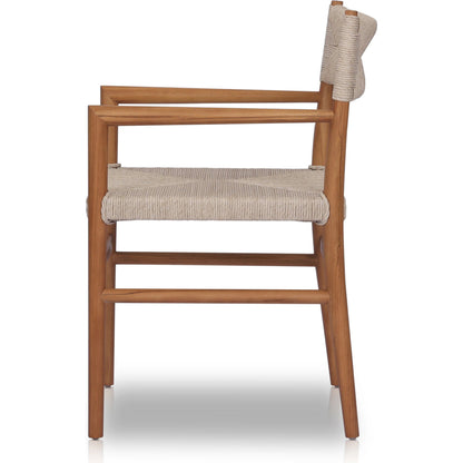 Lomas Outdoor Dining Armchair by Four Hands. Made from solid teak, 100% polyethylene in a modern style.