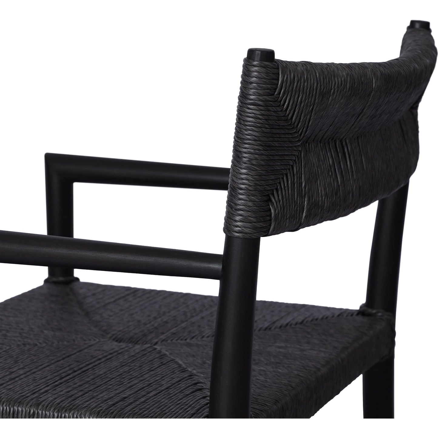 019 SI-2092619 | Closeup | Lomas Outdoor Dining Armchair by Four Hands. Made from solid teak, 100% polyethylene in a modern style.