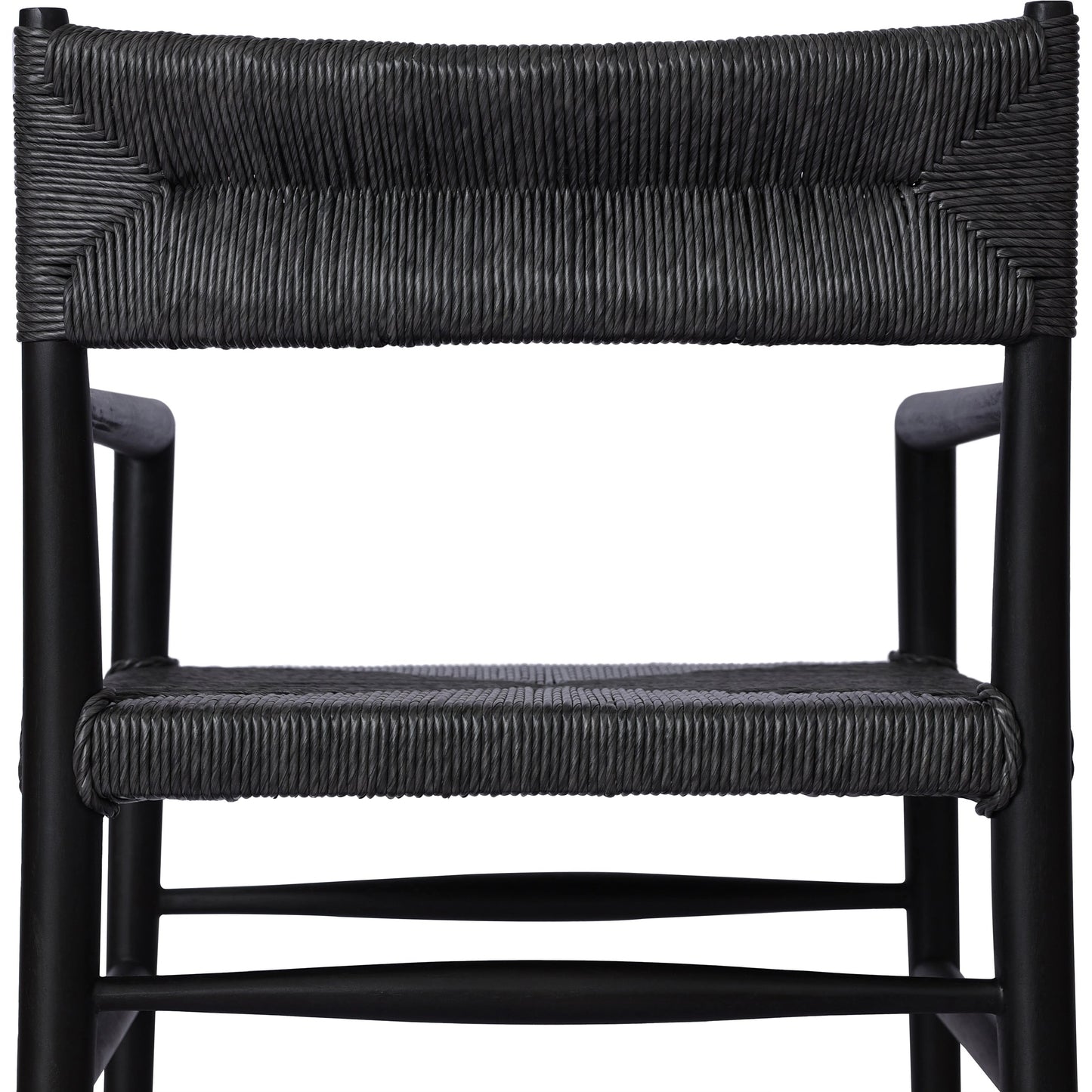 020 SI-2092619 | Closeup | Lomas Outdoor Dining Armchair by Four Hands. Made from solid teak, 100% polyethylene in a modern style.
