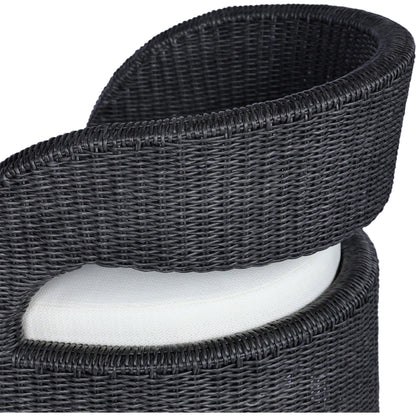Hawkins Outdoor Swivel Chair by Four Hands. Made from 100% olefin, 100% polyethylene, 91% polyurethane foam pad, 9% polyester fiber batting in a modern style.