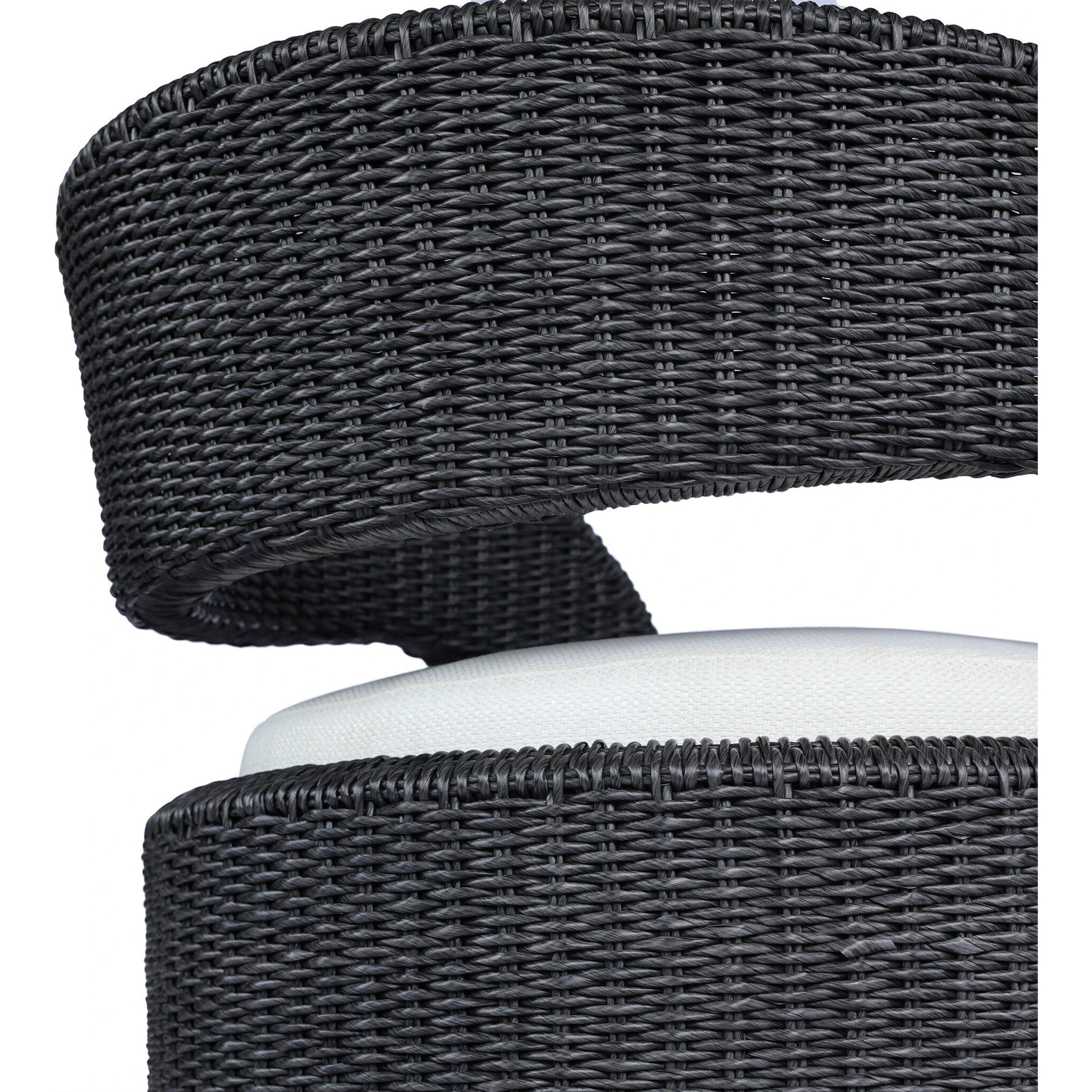 Hawkins Outdoor Swivel Chair by Four Hands. Made from 100% olefin, 100% polyethylene, 91% polyurethane foam pad, 9% polyester fiber batting in a modern style.