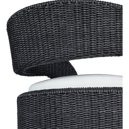 Hawkins Outdoor Swivel Chair by Four Hands. Made from 100% olefin, 100% polyethylene, 91% polyurethane foam pad, 9% polyester fiber batting in a modern style.