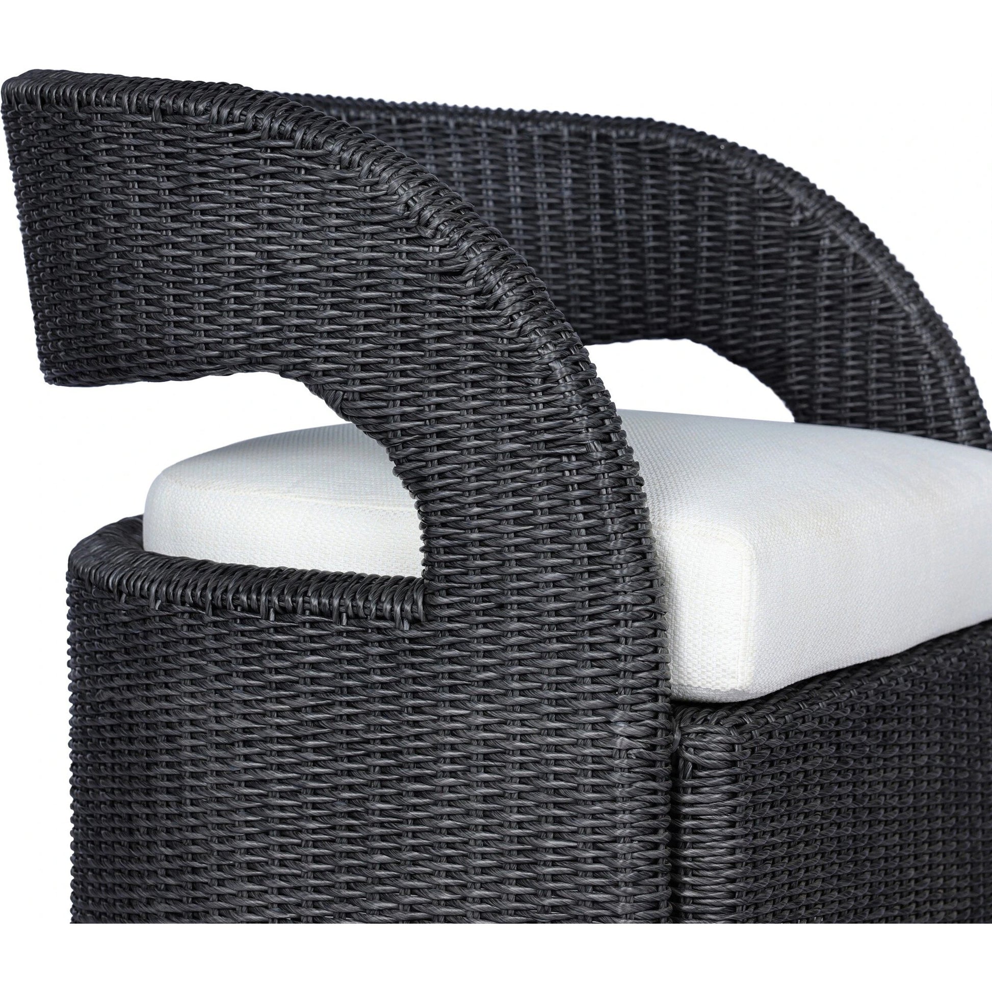 Hawkins Outdoor Swivel Chair by Four Hands. Made from 100% olefin, 100% polyethylene, 91% polyurethane foam pad, 9% polyester fiber batting in a modern style.