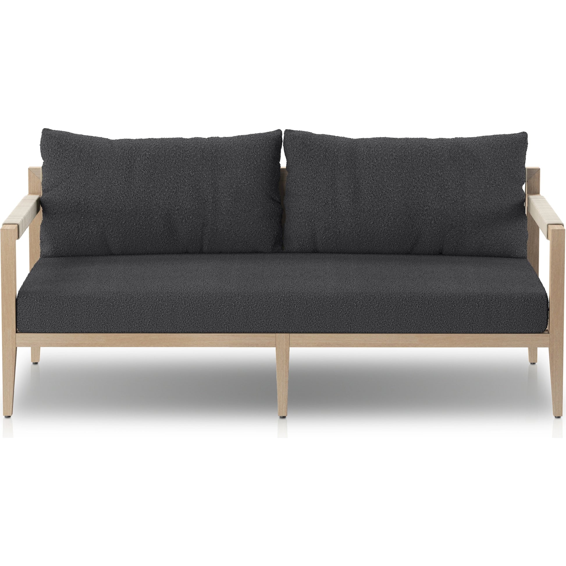Sherwood Outdoor Sofa, Washed Brown by Four Hands. Made from 100% olefin, solid fsc®-certified teak, 100% polypropylene in a coastal style.