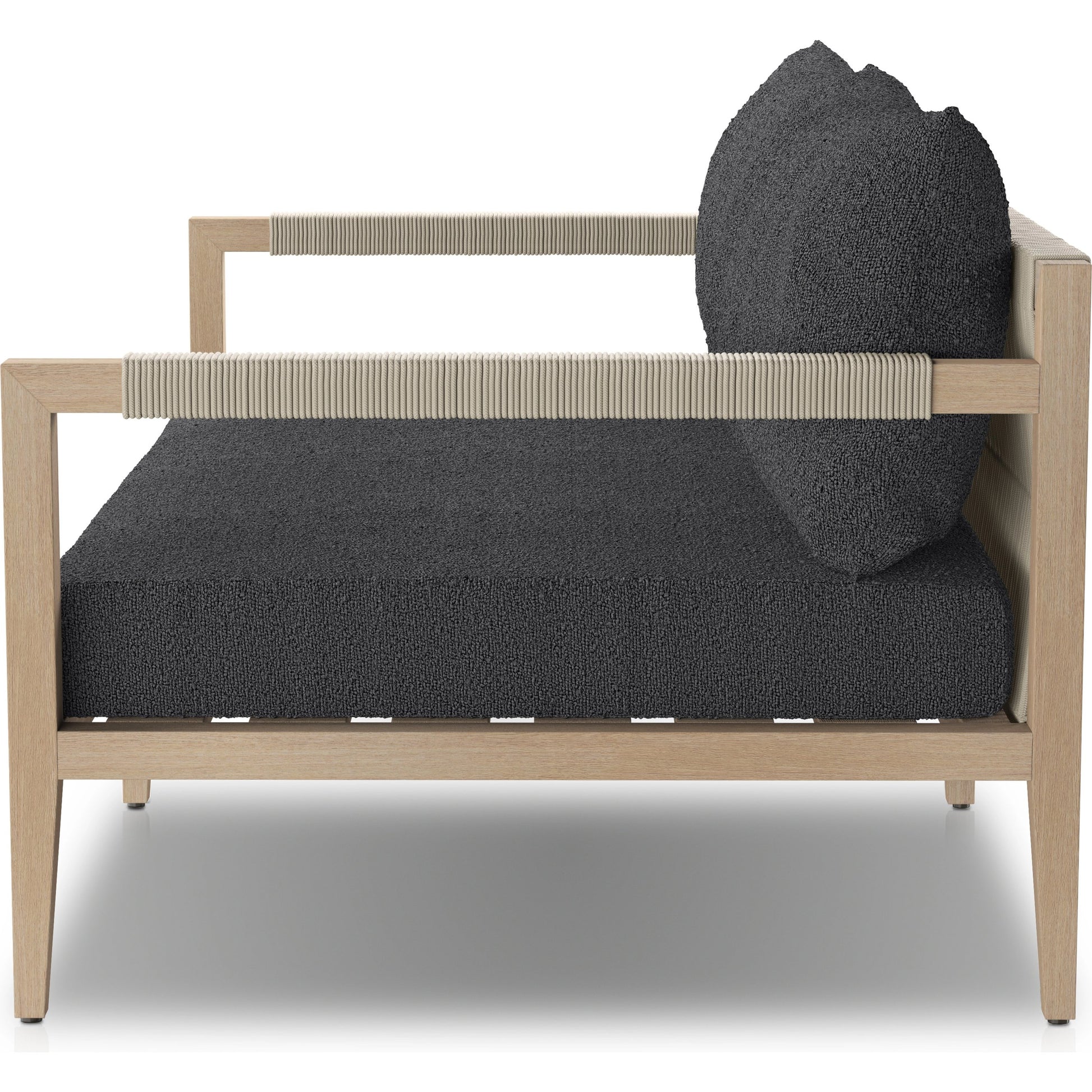 Sherwood Outdoor Sofa, Washed Brown by Four Hands. Made from 100% olefin, solid fsc®-certified teak, 100% polypropylene in a coastal style.