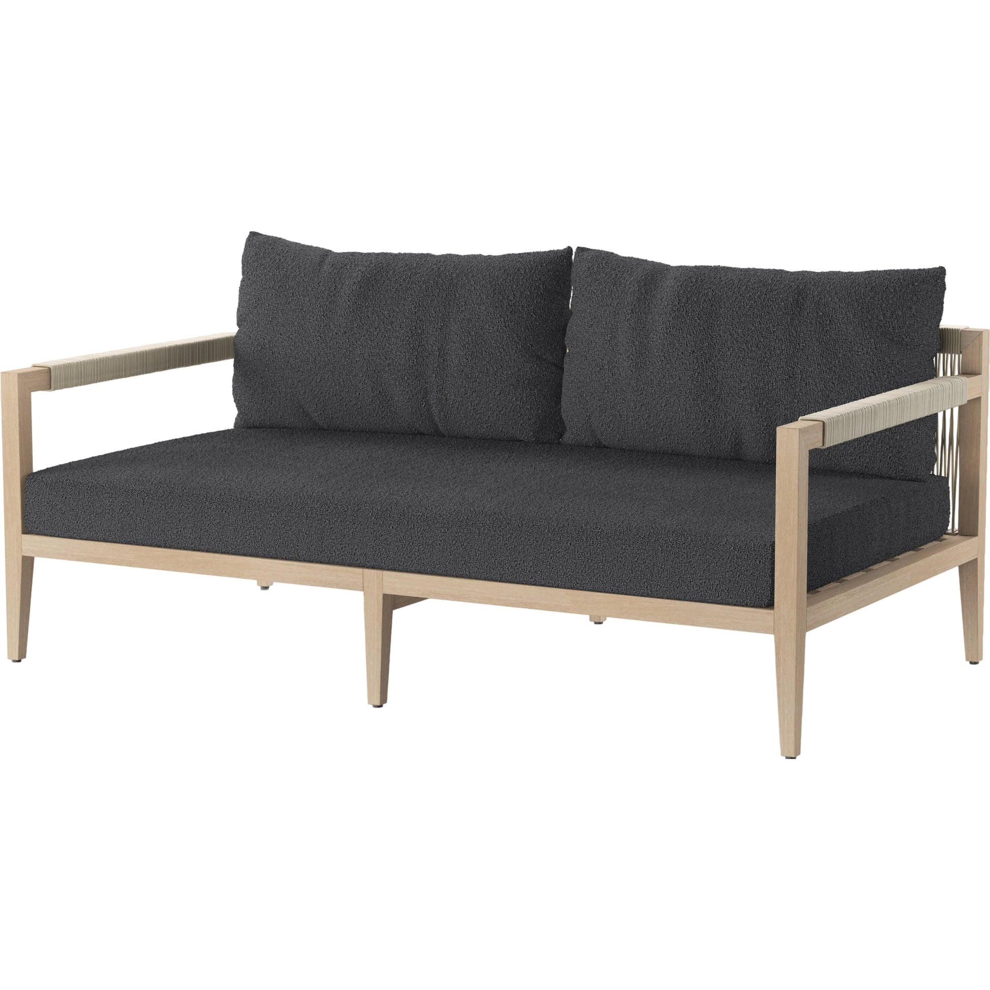 Sherwood Outdoor Sofa, Washed Brown by Four Hands. Made from 100% olefin, solid fsc®-certified teak, 100% polypropylene in a coastal style.