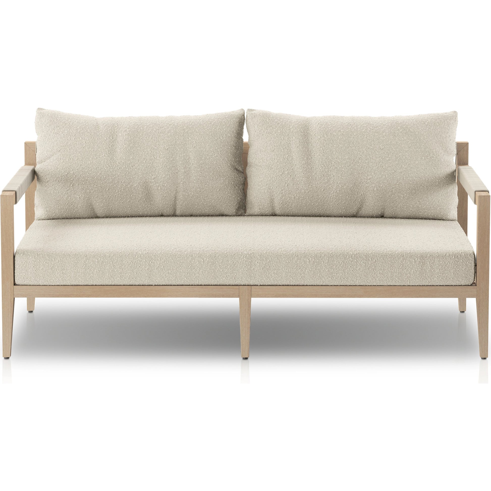 Sherwood Outdoor Sofa, Washed Brown by Four Hands. Made from 100% olefin, solid fsc®-certified teak, 100% polypropylene in a coastal style.