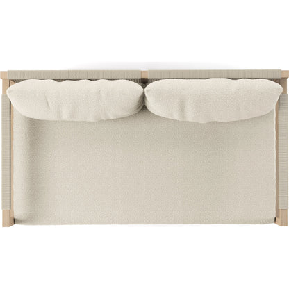 Sherwood Outdoor Sofa, Washed Brown by Four Hands. Made from 100% olefin, solid fsc®-certified teak, 100% polypropylene in a coastal style.