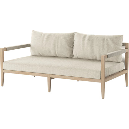 Sherwood Outdoor Sofa, Washed Brown by Four Hands. Made from 100% olefin, solid fsc®-certified teak, 100% polypropylene in a coastal style.