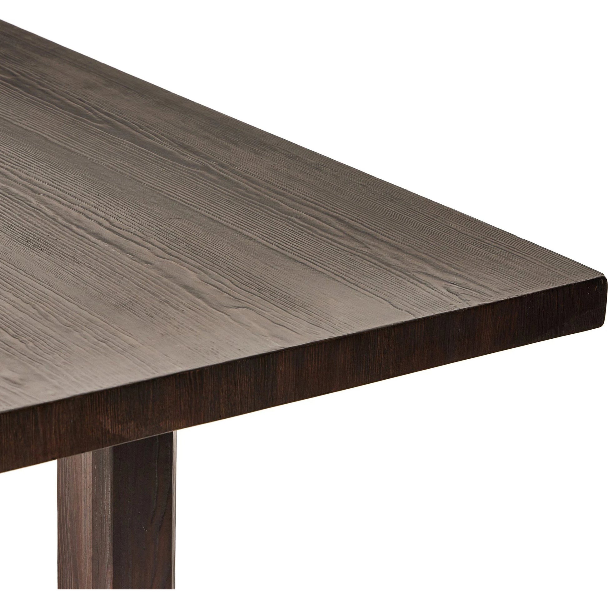 The Arch Dining Table by Four Hands in medium brown fir. Made from thick pine veneer, solid pine, engineered hardwood in a modern style.