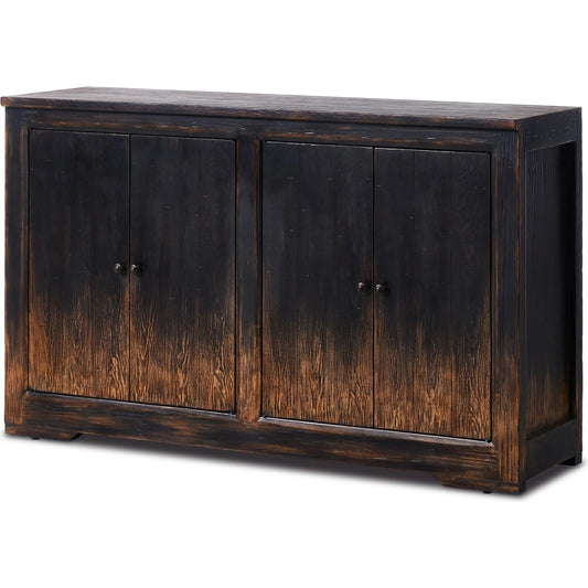 It Takes an Hour Sideboard by Four Hands in distressed black. Made from solid pine, pine veneer, zinc alloy in a modern style.