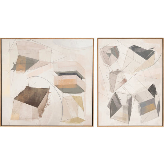 Escalate Diptych by Coup d’Esprit by Four Hands. Made from vertical grain white oak floater, matte canvas in a coastal style.