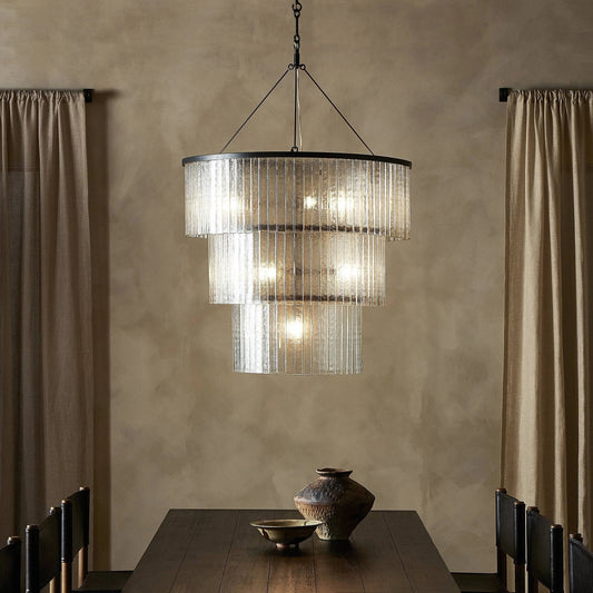Meredith Large Chandelier by Four Hands in antiqued iron. Made from iron, thermoplastic in a modern style.