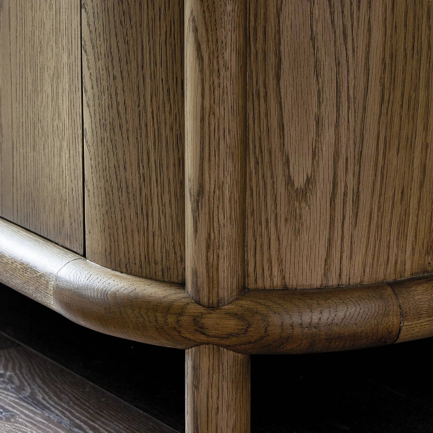 009 SI-2519177 | Closeup | Florent Sideboard by Four Hands in amber oak, amber oak thin veneer. Made from solid oak, oak veneer in a traditional style.