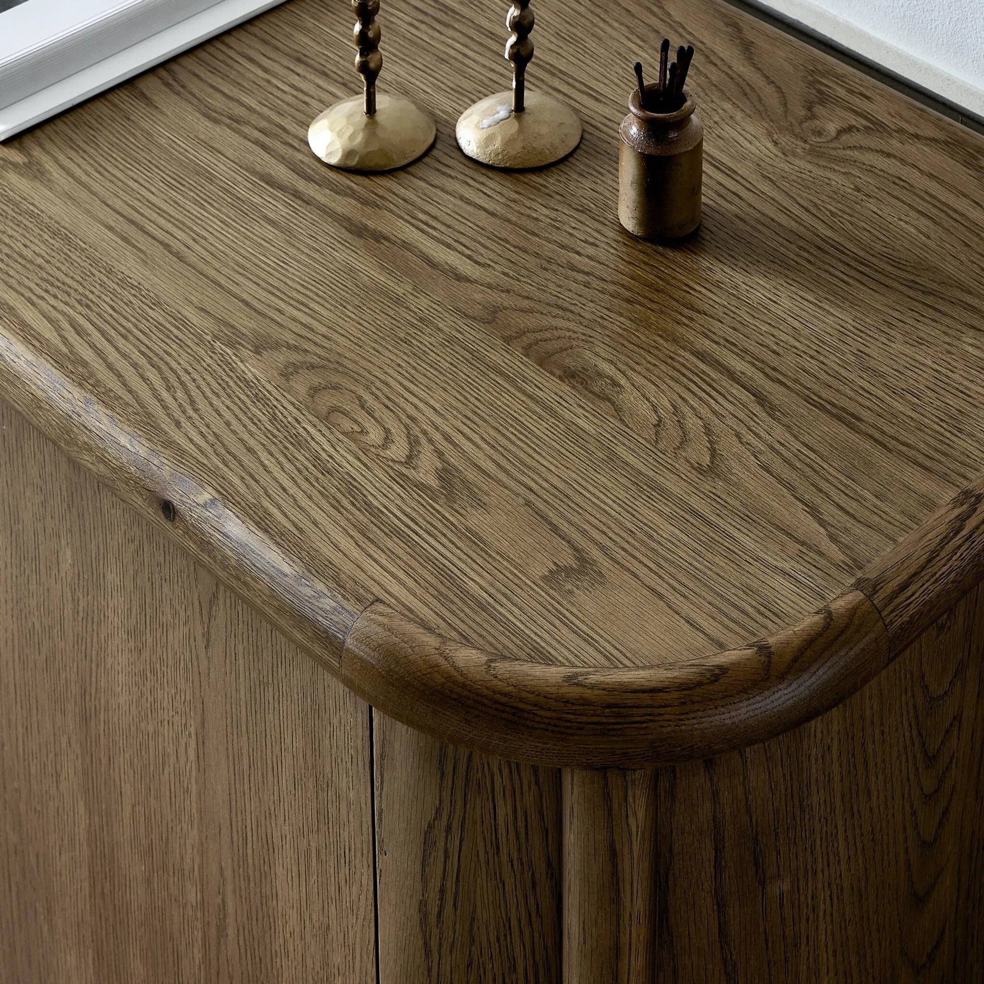Florent Sideboard by Four Hands in amber oak, amber oak thin veneer. Made from solid oak, oak veneer in a traditional style.