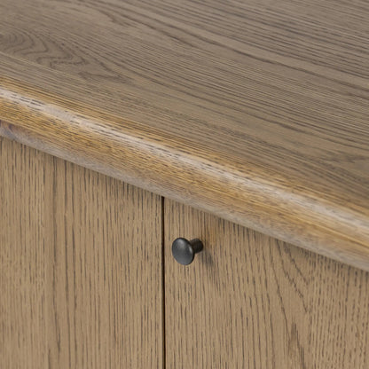 Florent Sideboard by Four Hands in amber oak, amber oak thin veneer. Made from solid oak, oak veneer in a traditional style.