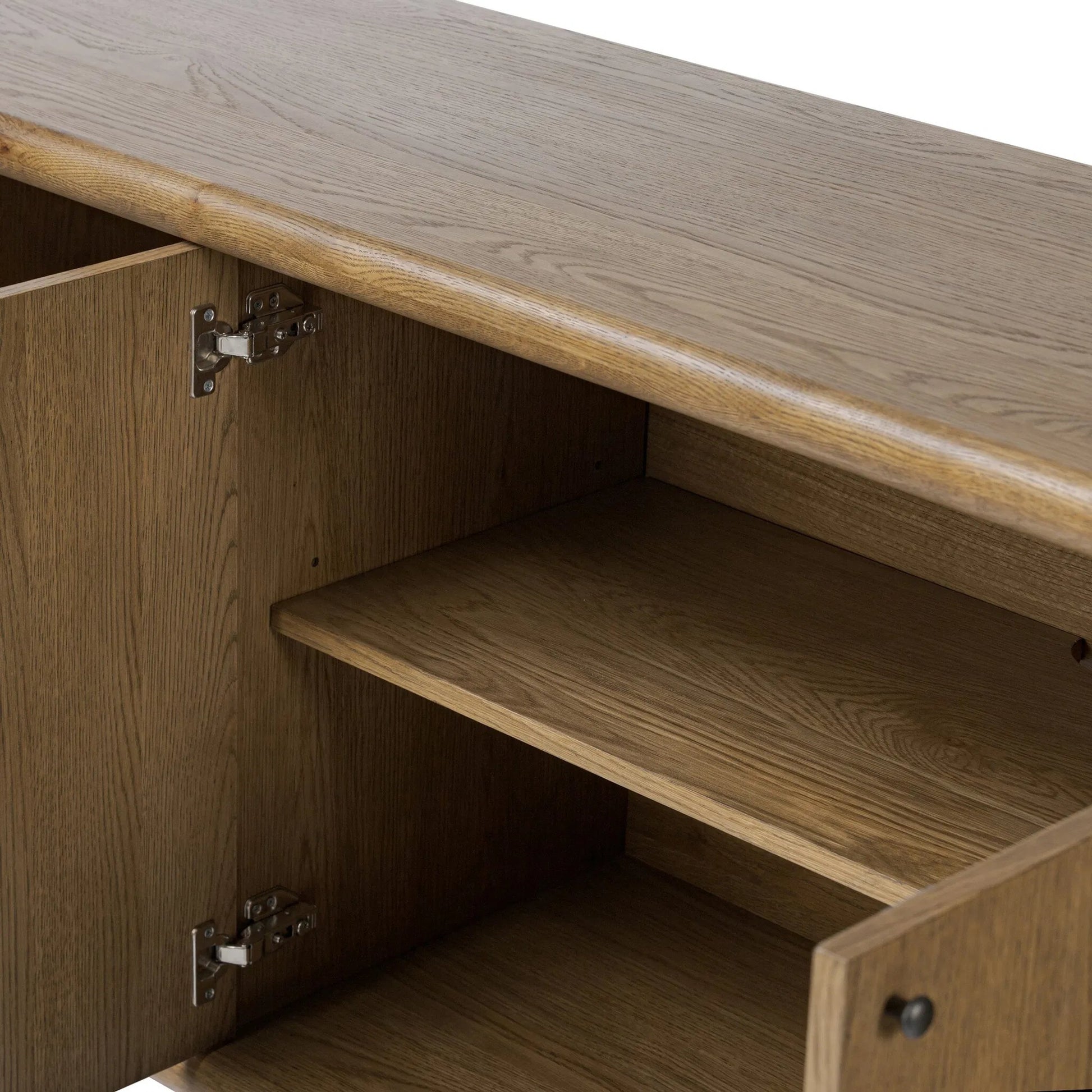 Florent Sideboard by Four Hands in amber oak, amber oak thin veneer. Made from solid oak, oak veneer in a traditional style.