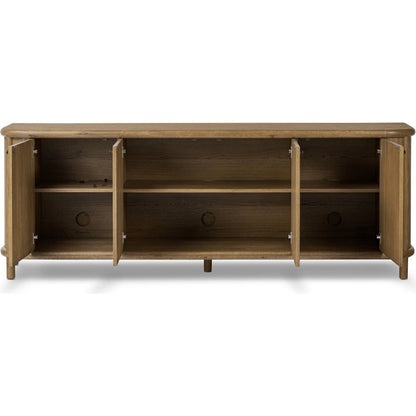 Florent Sideboard by Four Hands in amber oak, amber oak thin veneer. Made from solid oak, oak veneer in a traditional style.