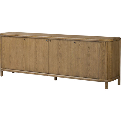 Florent Sideboard by Four Hands in amber oak, amber oak thin veneer. Made from solid oak, oak veneer in a traditional style.