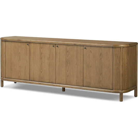 Florent Sideboard by Four Hands in amber oak, amber oak thin veneer. Made from solid oak, oak veneer in a traditional style.