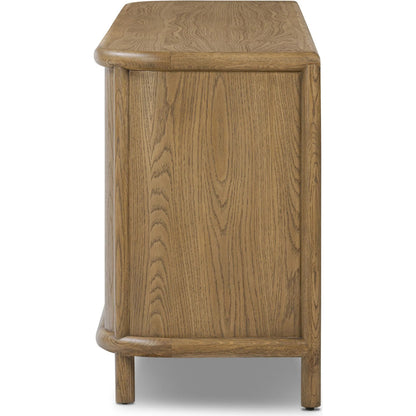 Florent Sideboard by Four Hands in amber oak, amber oak thin veneer. Made from solid oak, oak veneer in a traditional style.