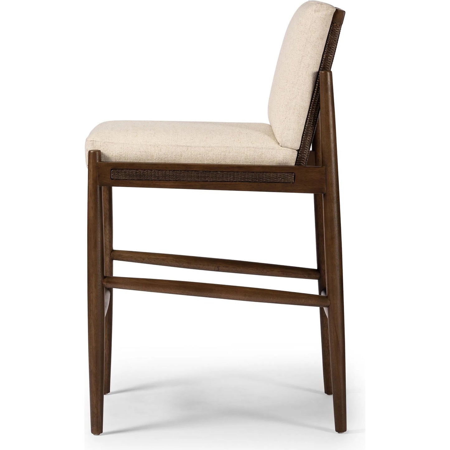 001 SI-2320031 | Additional Silo | Costera Counter Stool by Four Hands in antwerp natural, almond, vintage cross woven cane. Made from 39% linen, 35% cotton, 26% polyester, solid parawood, cane in a transitional style.
