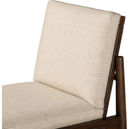 Costera Counter Stool by Four Hands in antwerp natural, almond, vintage cross woven cane. Made from 39% linen, 35% cotton, 26% polyester, solid parawood, cane in a transitional style.