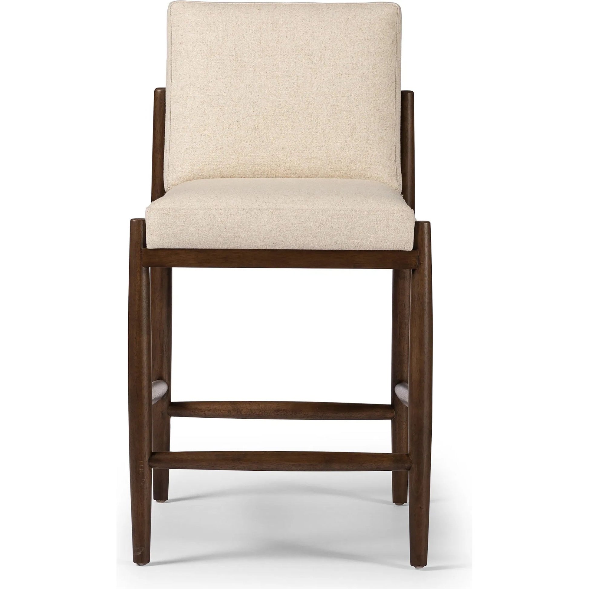 Costera Counter Stool by Four Hands in antwerp natural, almond, vintage cross woven cane. Made from 39% linen, 35% cotton, 26% polyester, solid parawood, cane in a transitional style.