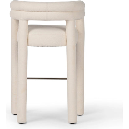 Tacova Bar Stool by Four Hands in florence cream, antique brass. Made from 100% polyester, iron in a modern style.