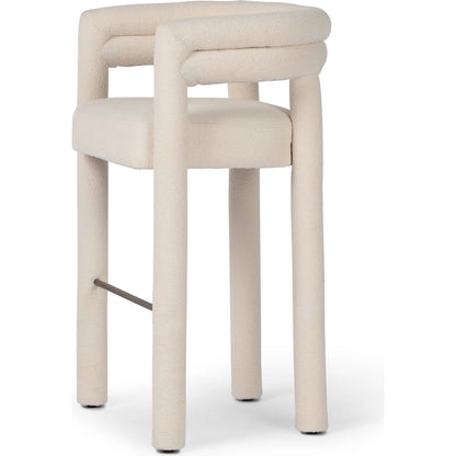 Tacova Bar Stool by Four Hands in florence cream, antique brass. Made from 100% polyester, iron in a modern style.