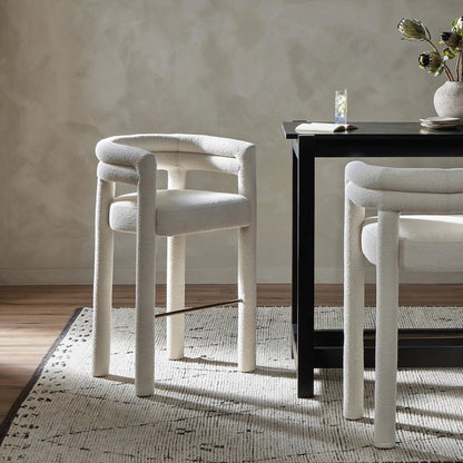 Tacova Bar Stool by Four Hands in florence cream, antique brass. Made from 100% polyester, iron in a modern style.