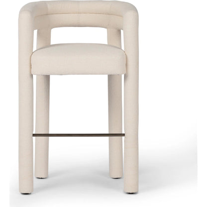 Tacova Bar Stool by Four Hands in florence cream, antique brass. Made from 100% polyester, iron in a modern style.