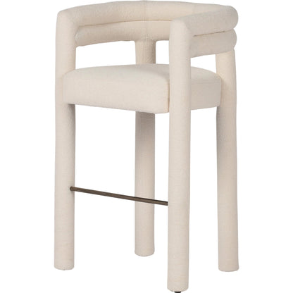 Tacova Bar Stool by Four Hands in florence cream, antique brass. Made from 100% polyester, iron in a modern style.
