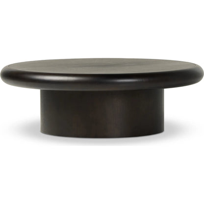 Zach Large Coffee Table by Four Hands in burnished parawood. Made from rubberwood veneer, solid parawood in a modern style.