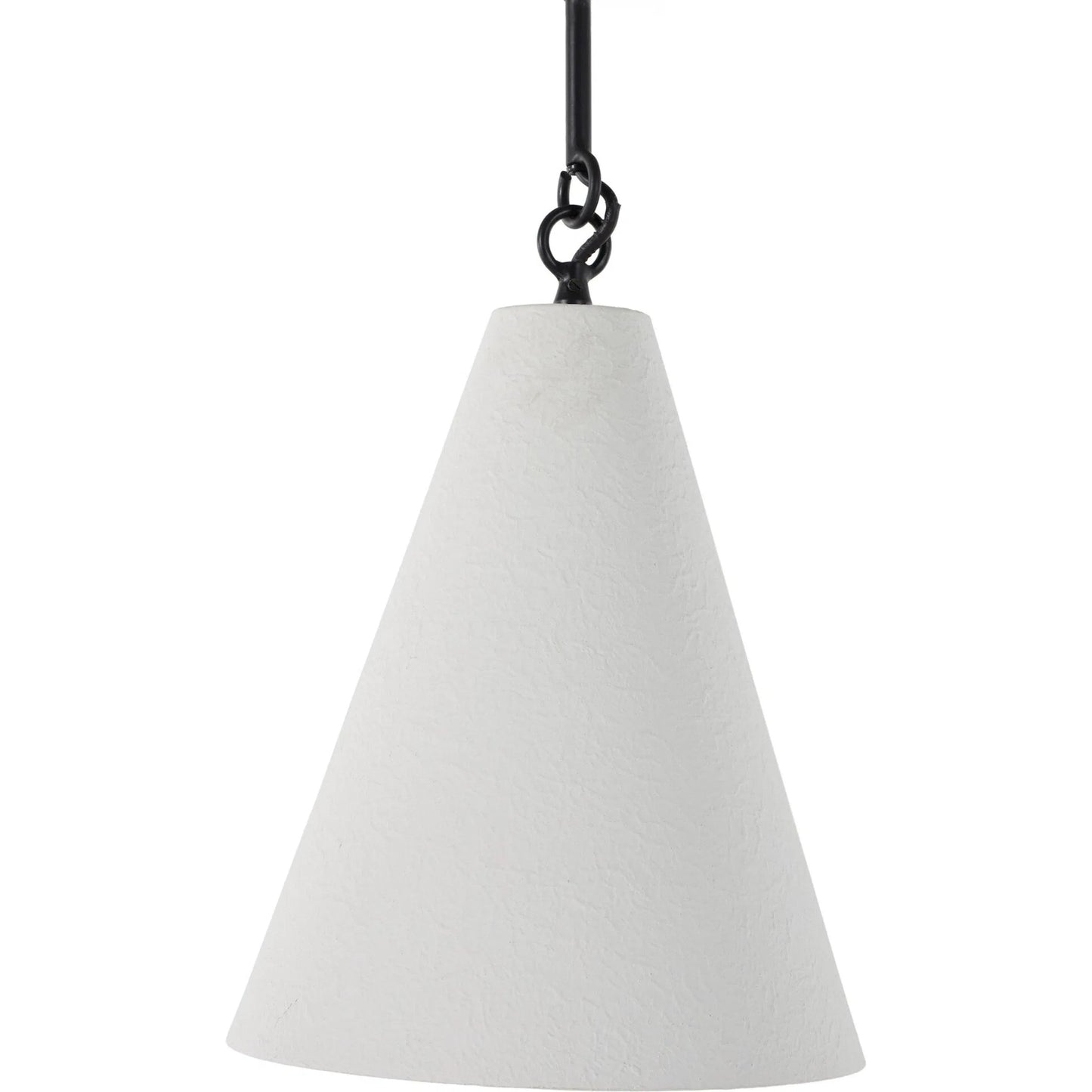 011 SI-2320081 | Closeup | Grazia Small Pendant by Four Hands in matte white plaster, antiqued iron. Made from iron in a modern style.