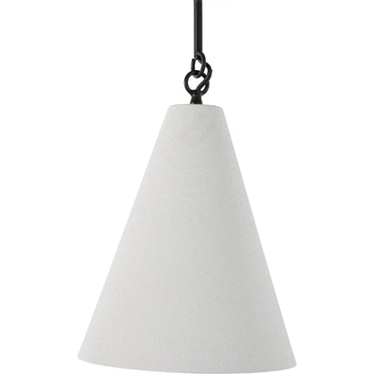 Grazia Small Pendant by Four Hands in matte white plaster, antiqued iron. Made from iron in a modern style.