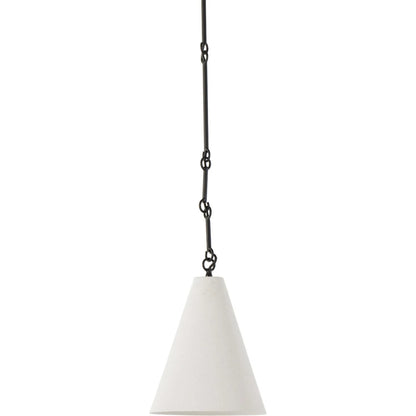 Grazia Small Pendant by Four Hands in matte white plaster, antiqued iron. Made from iron in a modern style.