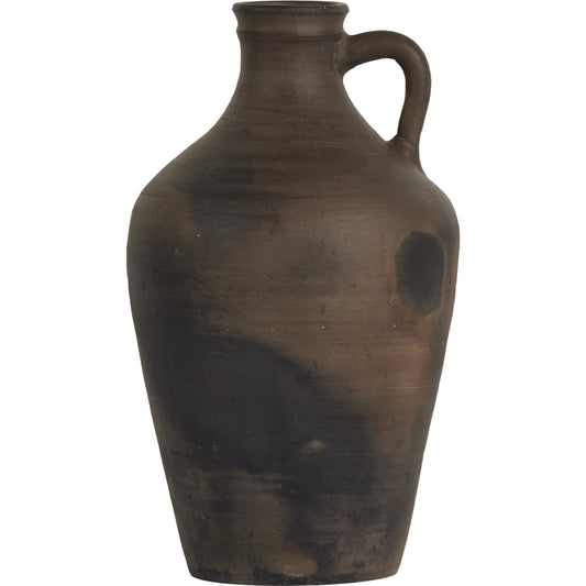 Kamari Vase by Four Hands in aged black ceramic. Made from terracotta in a unique style.