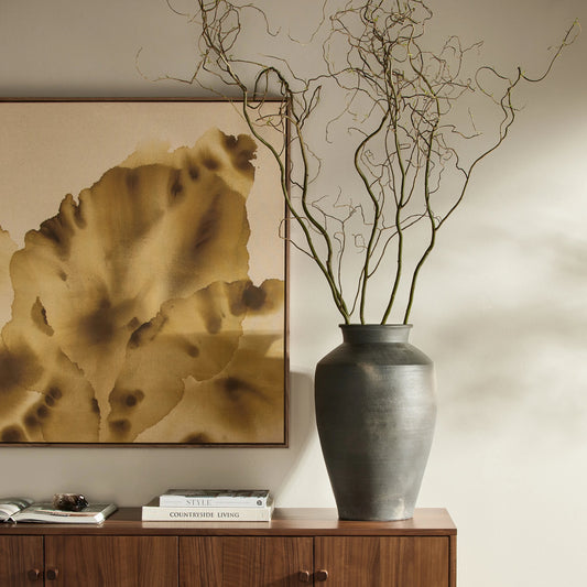 Kyland Vase by Four Hands in aged black. Made from terracotta in a modern style.