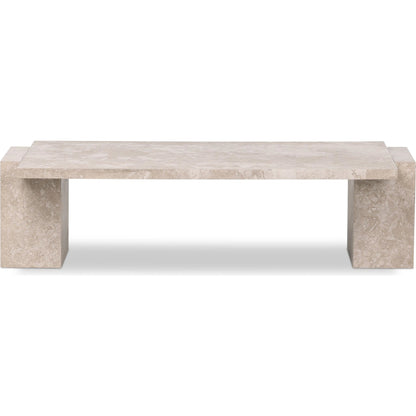 Romano Coffee Table by Four Hands in desert taupe marble. Made from solid marble, engineered hardwood in a modern style.