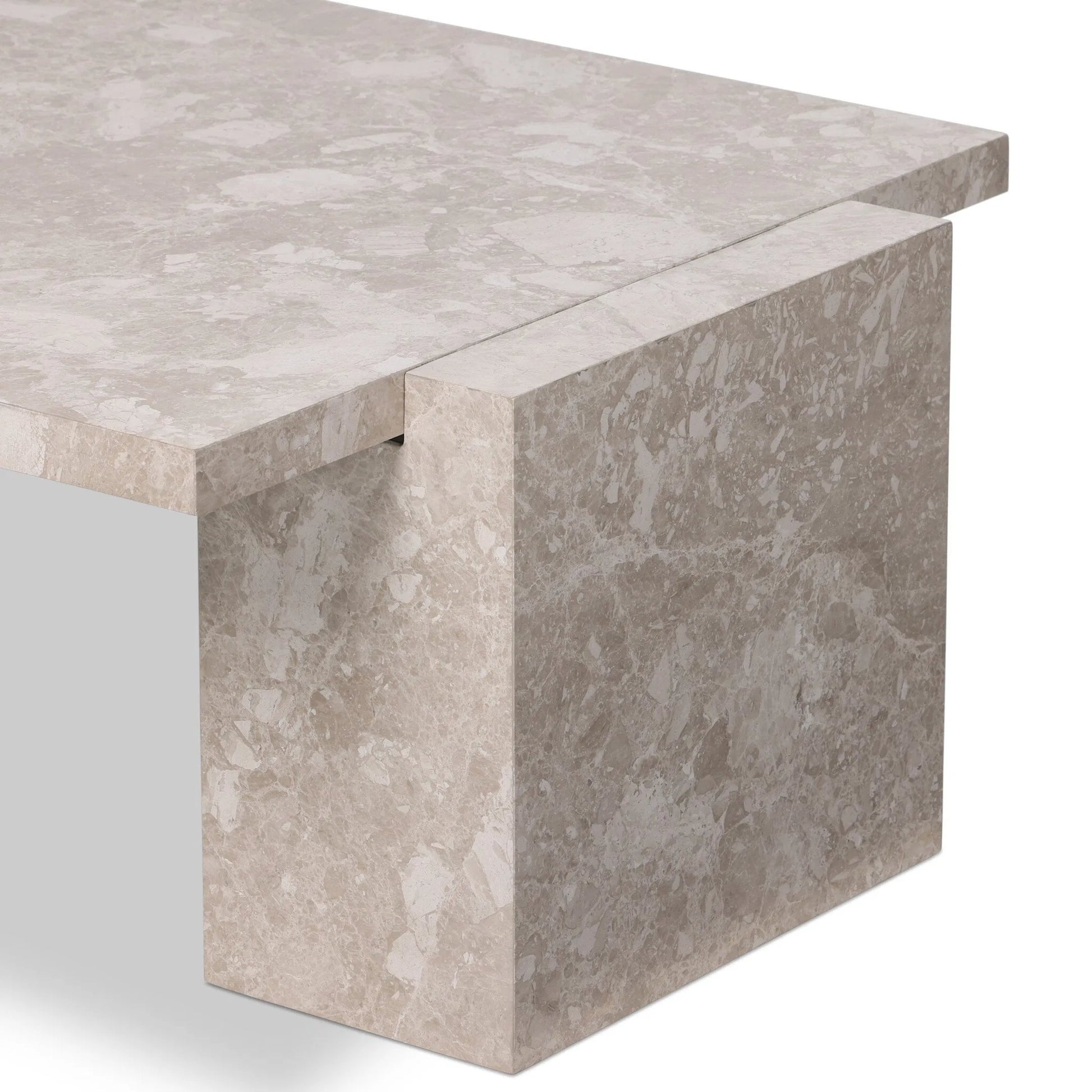 Romano Coffee Table by Four Hands in desert taupe marble. Made from solid marble, engineered hardwood in a modern style.