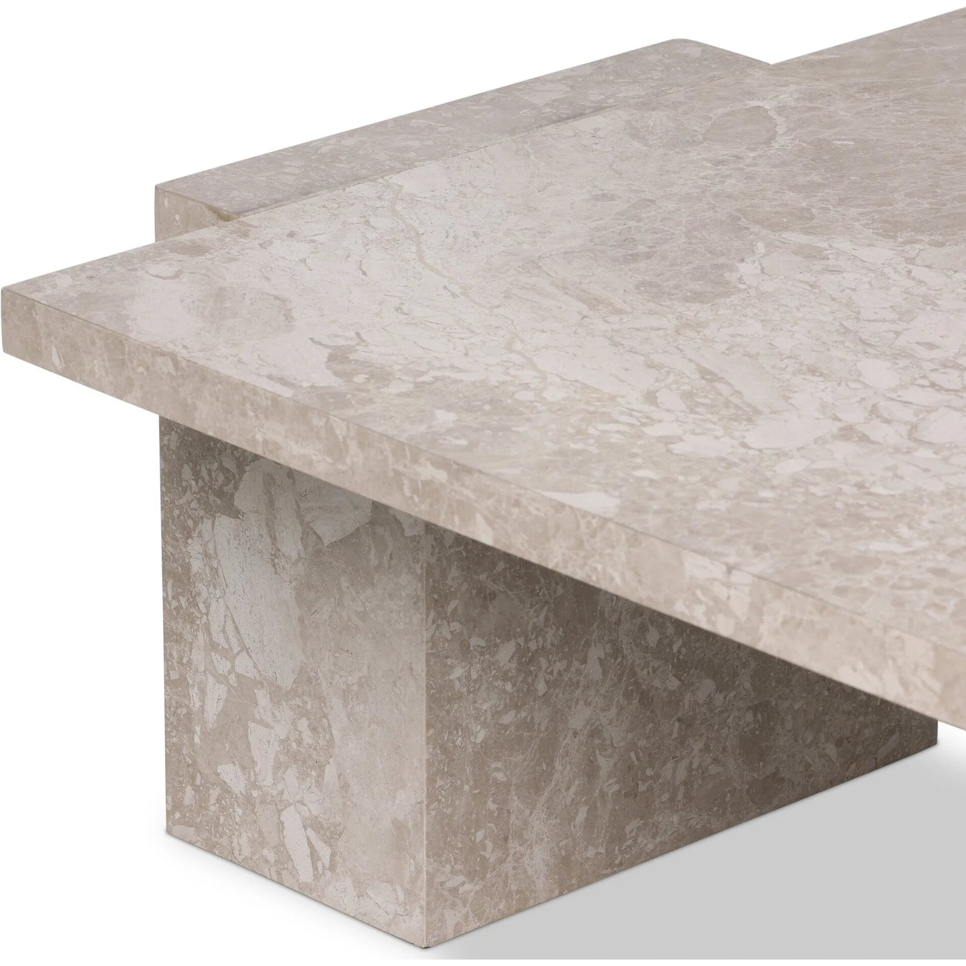 Romano Coffee Table by Four Hands in desert taupe marble. Made from solid marble, engineered hardwood in a modern style.