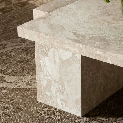Romano Coffee Table by Four Hands in desert taupe marble. Made from solid marble, engineered hardwood in a modern style.
