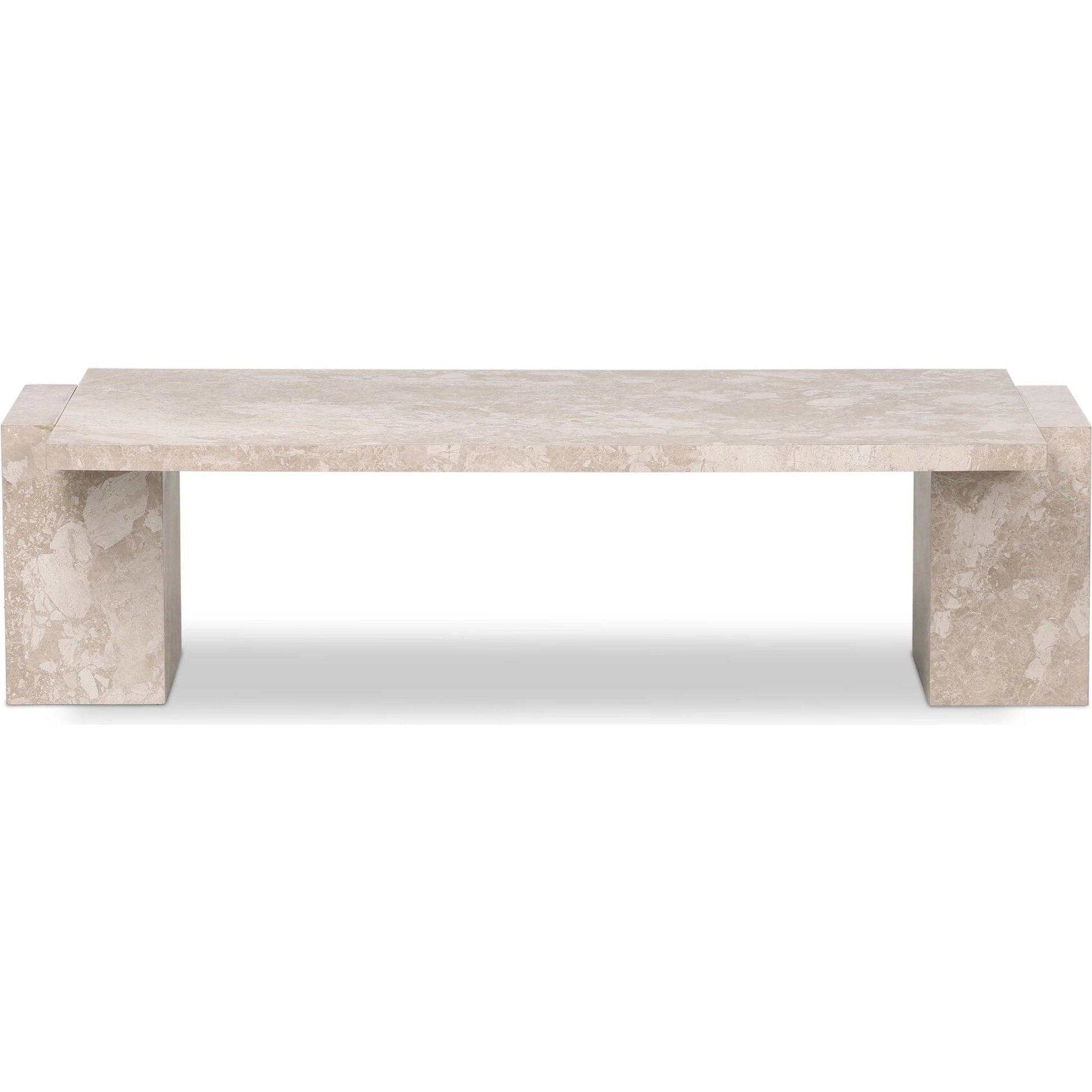 Romano Coffee Table by Four Hands in desert taupe marble. Made from solid marble, engineered hardwood in a modern style.