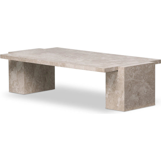 Romano Coffee Table by Four Hands in lunar marble. Made from solid marble in a modern style.